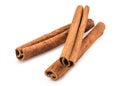 Cinnamon sticks. Dried cinnamon stick. Aromatic spices for Drink, cooking or baking. Isolated white background Royalty Free Stock Photo