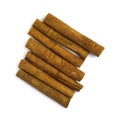 Cinnamon sticks isolated on a white background. Royalty Free Stock Photo