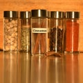 Cinnamon sticks in a labelled glass jar Royalty Free Stock Photo