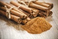 Cinnamon sticks and powder Royalty Free Stock Photo