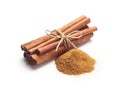 Cinnamon sticks and cinnamon powder