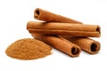 Cinnamon sticks and powder Royalty Free Stock Photo