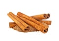 Cinnamon sticks and powder on white background Royalty Free Stock Photo