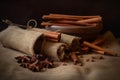 Cinnamon sticks spices. Generate Ai Royalty Free Stock Photo