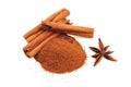 Cinnamon sticks with star anise isolated Royalty Free Stock Photo