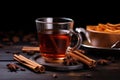 cinnamon sticks and star anise by a vanilla chai tea Royalty Free Stock Photo