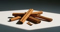 Cinnamon Sticks Still Life: Warm Spices in Harsh Light, Culinary Ingredient Royalty Free Stock Photo