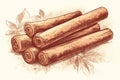 Cinnamon sticks on white background