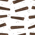 Cinnamon sticks on a white background. Vector seamless pattern