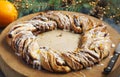 Cinnamon and sugar babka wreath Royalty Free Stock Photo