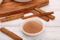 Cinnamon sugar is a seasoning spice that is a mixture of cinnamon powder and sugar.