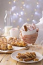 Cinnamon twists and hot chocolate for Christmas afternoon breakfast treat