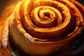 Cinnemon roll with icing sugar, created using generative ai technology Royalty Free Stock Photo