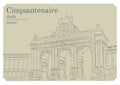 Cinquantenaire arch. Vector illustration decorative design