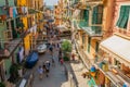 Seaside village Manarola, Colorful buildings and street in Cinque Terre, Italy