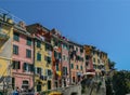 Cinque Terre/Italy-July 12, 2016: Riomaggiore, picturesque fishermen village in the province of La Spezia, Liguria, Italy Royalty Free Stock Photo