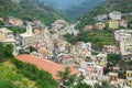 Cinque Terre, Italy - view of colorful houses, hills, vineyards of Riomaggiore, a seaside town on the Italian Riviera. Royalty Free Stock Photo