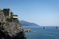 Cinque Terre National Park in Italy. Hiking among tree covered hills on Italian coast Royalty Free Stock Photo