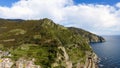 Cinque Terre Overhead view, Italy - Five Lands from the sky, Liguria Royalty Free Stock Photo