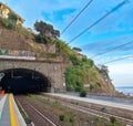 Cinque Terre train station in Riomaggiore, Italy Royalty Free Stock Photo