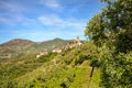 Cinque Terre: View to a village near Levanto in rural landscape, Liguria Italy