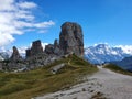 Cinque Torri peaks in the Dolomites, Italy