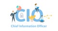 CIO, Chief Information Officer. Concept with keywords, letters, and icons. Flat vector illustration. Isolated on white