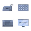 Cipher icons set cartoon vector. Various type of encryption