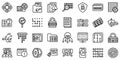 Cipher icons set, outline style