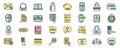 Cipher icons set vector color line