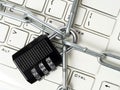 Cipher padlock on keyboard Royalty Free Stock Photo