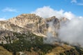 Cir in the Dolomites seen from Passo Gardena above Val Gardena in South Tyrol. Italian Alps in Fall Royalty Free Stock Photo