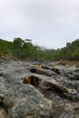 Chimera, burning rocks are remarkable spot ot the trail of Lycian way near Cirali, Antaly