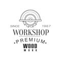 Circ Saw Premium Quality Wood Workshop Monochrome Retro Stamp Vector Design Template