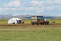 Traditional Mongolian yurt in steppe circa Kharhorin, Mongolia.