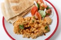 Circassian chicken with salad and bread seen from above Royalty Free Stock Photo