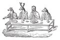 Circe table, vintage engraving Royalty Free Stock Photo