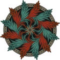 Ancient radial vegetable decorative pattern on a theme the Slavic symbolics.