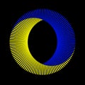 Circle abstract background. Yin and Yang symbol. Illusion of dynamic transition. Blue and yellow color like Ukraine flag Royalty Free Stock Photo