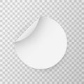 Circle adhesive mockup. Round stickers. Vector circular sticker set. Realistic 3D blanck white label template