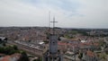 Circle Aerial view of Bell tower in Ermesinde. Portugal