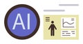 AI Application Overview with Human Profile and Data Visualization Elements Royalty Free Stock Photo