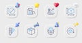 Circle area, Packing boxes and Lighthouse line icons. For web app, printing. Vector