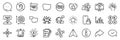 Circle area, Phone wallet and Teamwork question line icons pack. For web app. App line icons. Vector