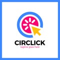 Circle Arrow Click Icon. Line Mouse cursor Logotype Royalty Free Stock Photo