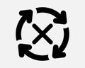 Four Arrow Circle Cross Mark Icon Update Cycle Denied Failure Rotation Error Rotate Problem Refresh Issue Reload Fail Loop Royalty Free Stock Photo