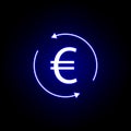 circle arrow euro icon in neon style. Element of finance illustration. Signs and symbols icon can be used for web, logo, mobile Royalty Free Stock Photo