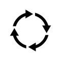 Circle arrow. Round arrow icon. Circular loop for reset, spin, repeat and reload. Icon for rewind, rotate, synchronize and ui. Royalty Free Stock Photo