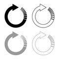 Circle arrow with tail effect Circular arrows Refresh update concept icon outline set black grey color vector illustration flat Royalty Free Stock Photo