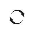 Circle arrows black isolated vector icon.